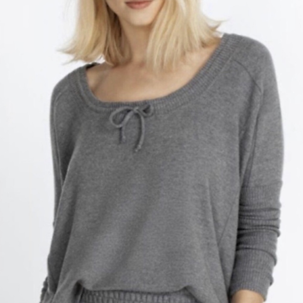 Johnny Was Calme Tunnel Drawstring Women’s Grey Crop Sweater Size XS